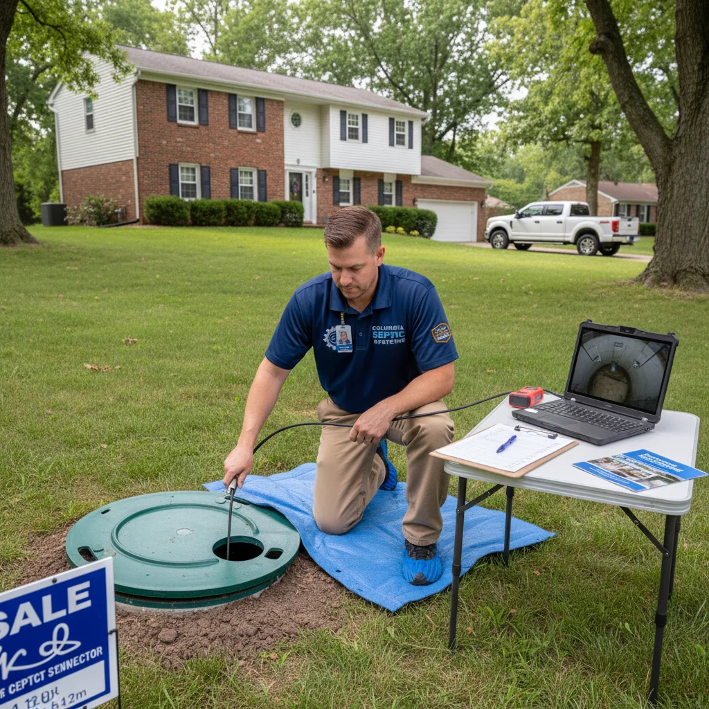 Professional septic system inspection with camera equipment in Columbia, MO